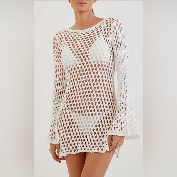 Vix Paula Hermanny Other - ViX Paula Hermanny Size Small Belle Crochet Knit Long Sleeve Cover-Up Women Swim